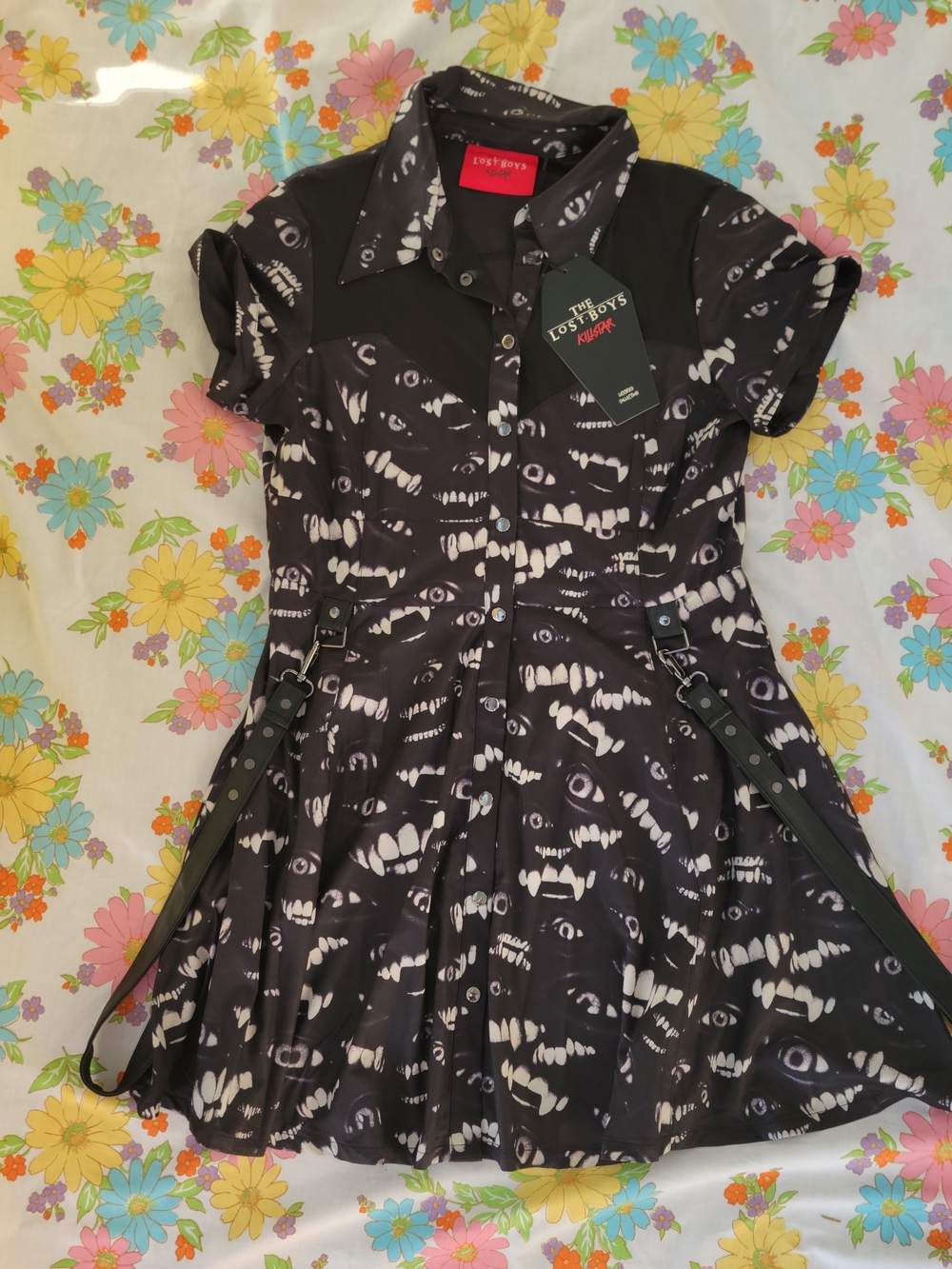 Killstar Black and White Vampire Eye Mini Dress L/XL